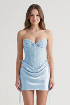 Pink Sweetheart Sheath Corset Ruched Satin Homecoming Dress with Beading - Curvevia
