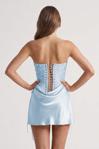 Pink Sweetheart Sheath Corset Ruched Satin Homecoming Dress with Beading - Curvevia