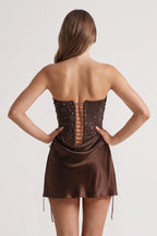 Pink Sweetheart Sheath Corset Ruched Satin Homecoming Dress with Beading - Curvevia