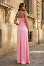 Spaghetti Straps Long Sheath Evening Dress With Split - Curvevia