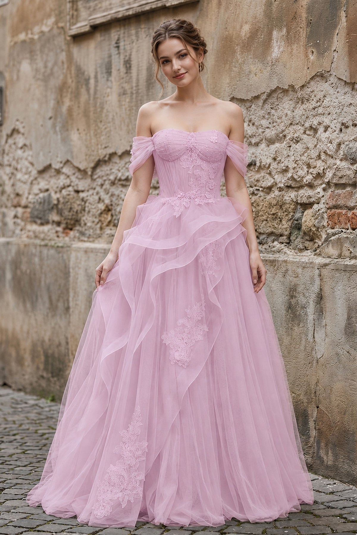 Green Tulle Lace Long Prom Dress with Corset, Green Formal Party Dress - Curvevia
