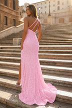 Mermaid One-Shoulder Sequins Evening Dress With Tassels - Curvevia