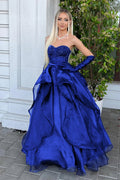 A Line Sweetheart Black Long Evening Dress with Beading - Curvevia