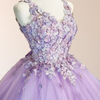 Princess Flowers Lavender Flowers Quinceanera Dresses Ball Gown - Curvevia