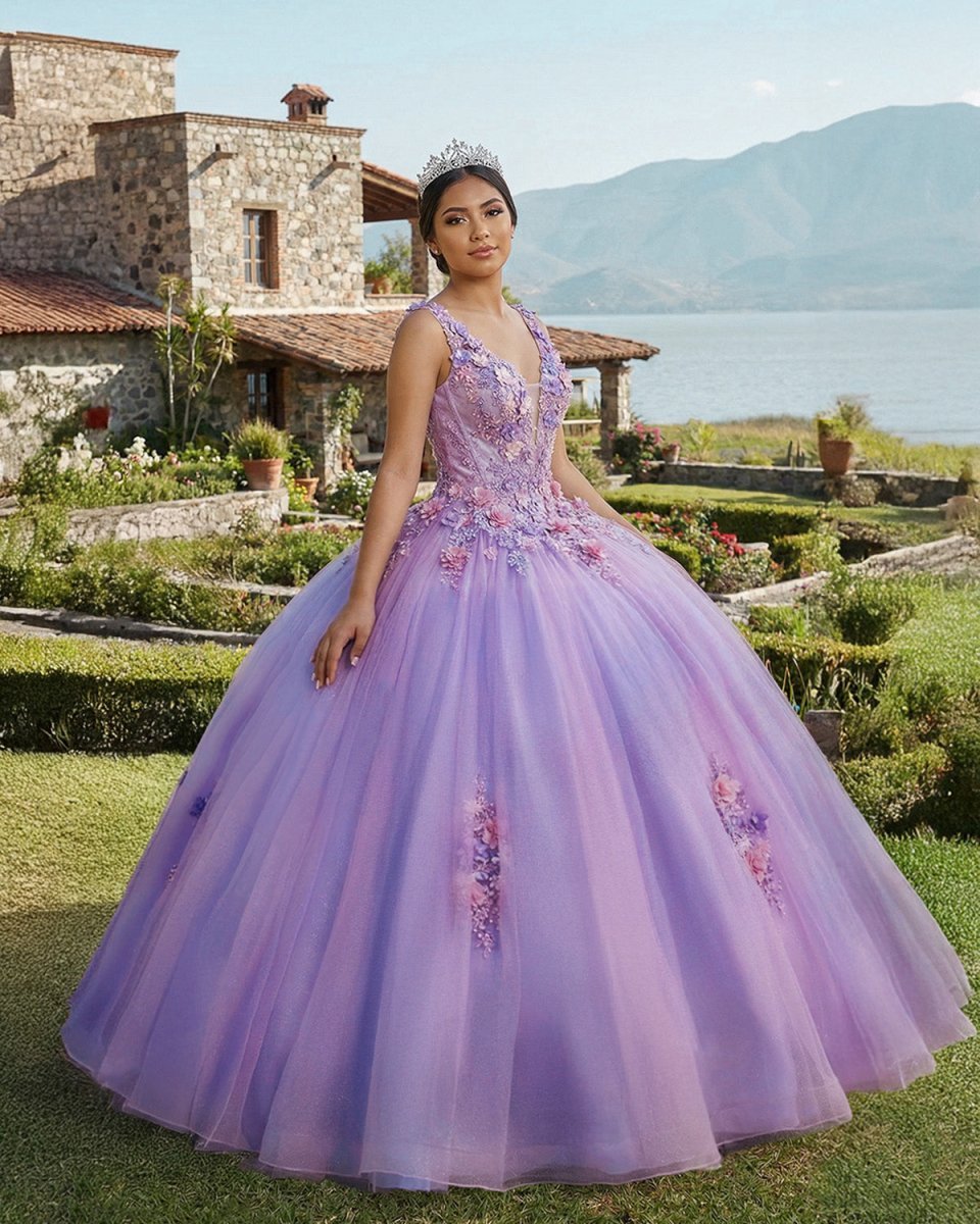 Princess Tulle Long Quinceanera Dresses with Flower - Curvevia