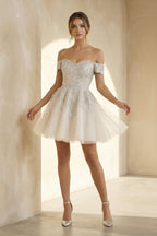 Lace White Appliques A-Line Short Wedding Dress - Curvevia