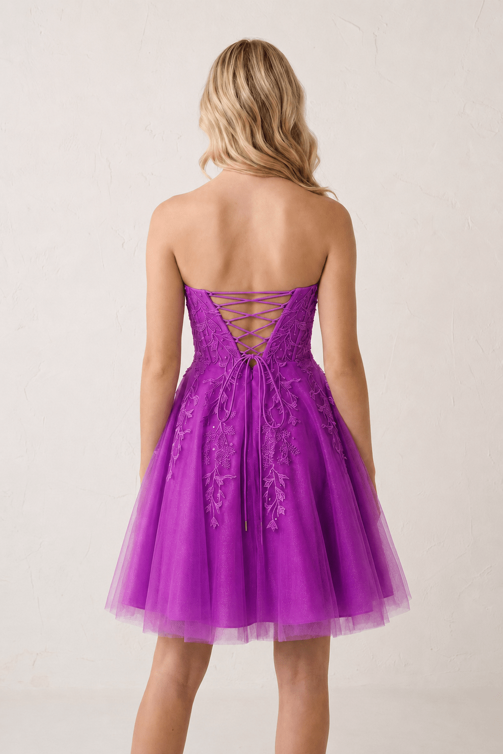 A-Line Tulle Lace Wedding Guest Dress with Appliques - Curvevia