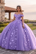Off Shoulder 3D Floral Applique Quinceanera Dresses - Curvevia