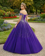 Emerald Green Off The Shoulder Tulle Quinceanera Dresses With Beadings - Curvevia