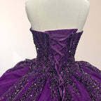 Purple Organza A Line Sweetheart Quinceanera Dresses - Curvevia