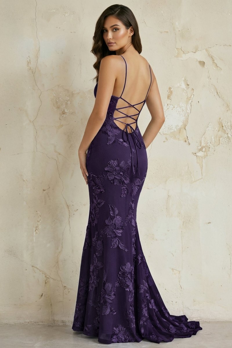 Sky Blue Spaghetti Straps Mermaid Tulle Long Prom Dresses With Appliques - Curvevia