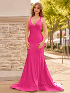 Yellow Mermaid Halter Satin Evening Dress With Tail Evening Dress - Curvevia