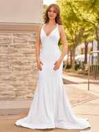 Yellow Mermaid Halter Satin Evening Dress With Tail Evening Dress - Curvevia
