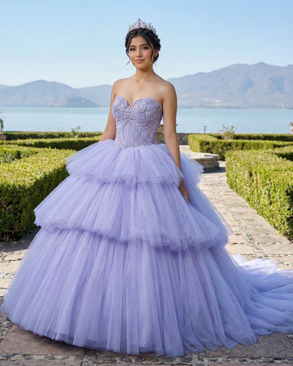 Quinceanera Dress  Strapless Ball Gown Crystal  Lavender - Curvevia