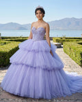 Quinceanera Dress  Strapless Ball Gown Crystal  Lavender - Curvevia