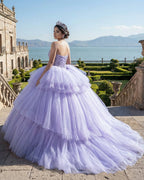 Quinceanera Dress  Strapless Ball Gown Crystal  Lavender - Curvevia