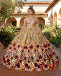 Quinceanera Flower  Off-the-Shoulder Ball Gown Dress - Curvevia