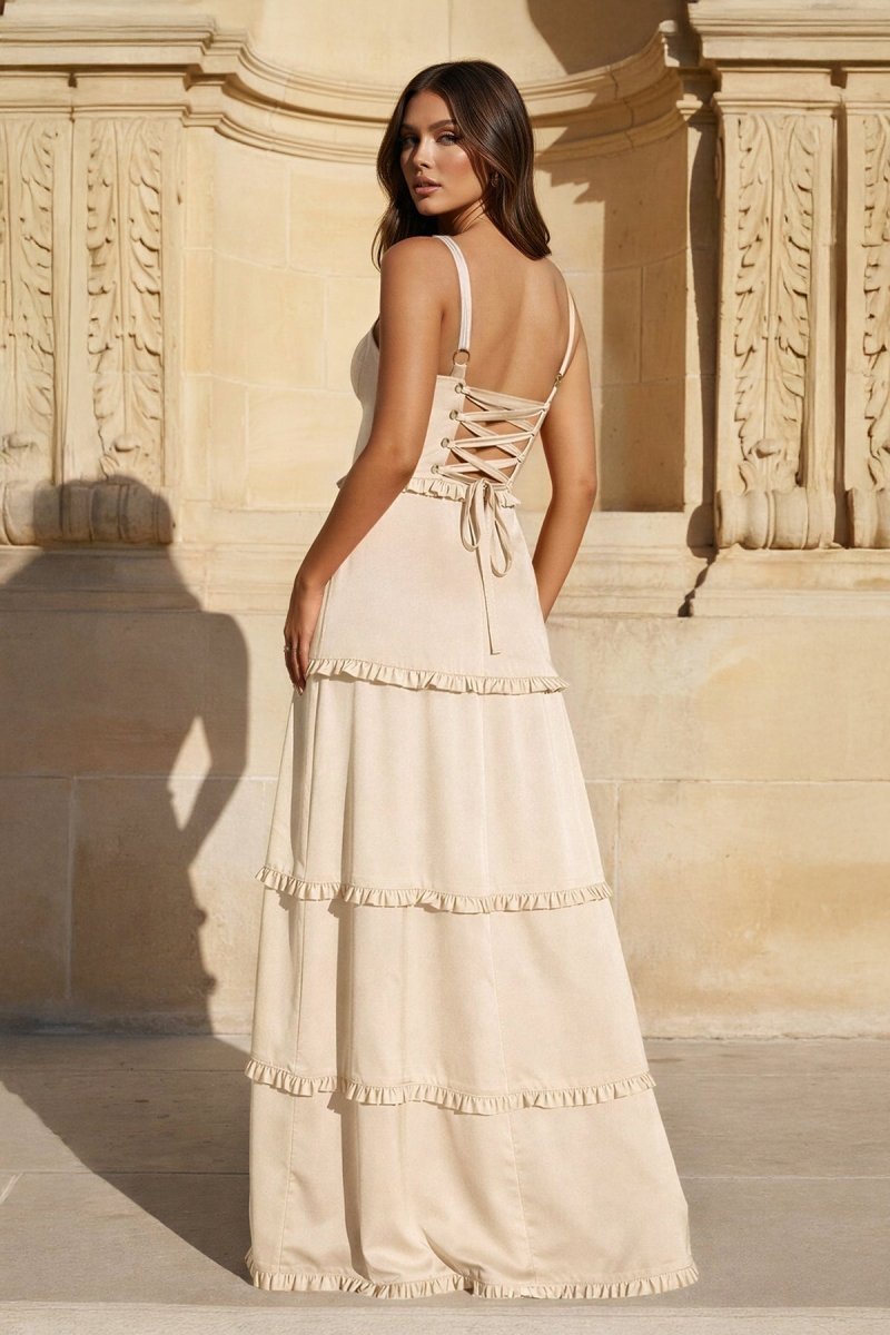 A-Line Hot Pink Ruffles Slit Prom Dress with Lace-up Back - Curvevia