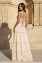 A-Line Hot Pink Ruffles Slit Prom Dress with Lace-up Back - Curvevia