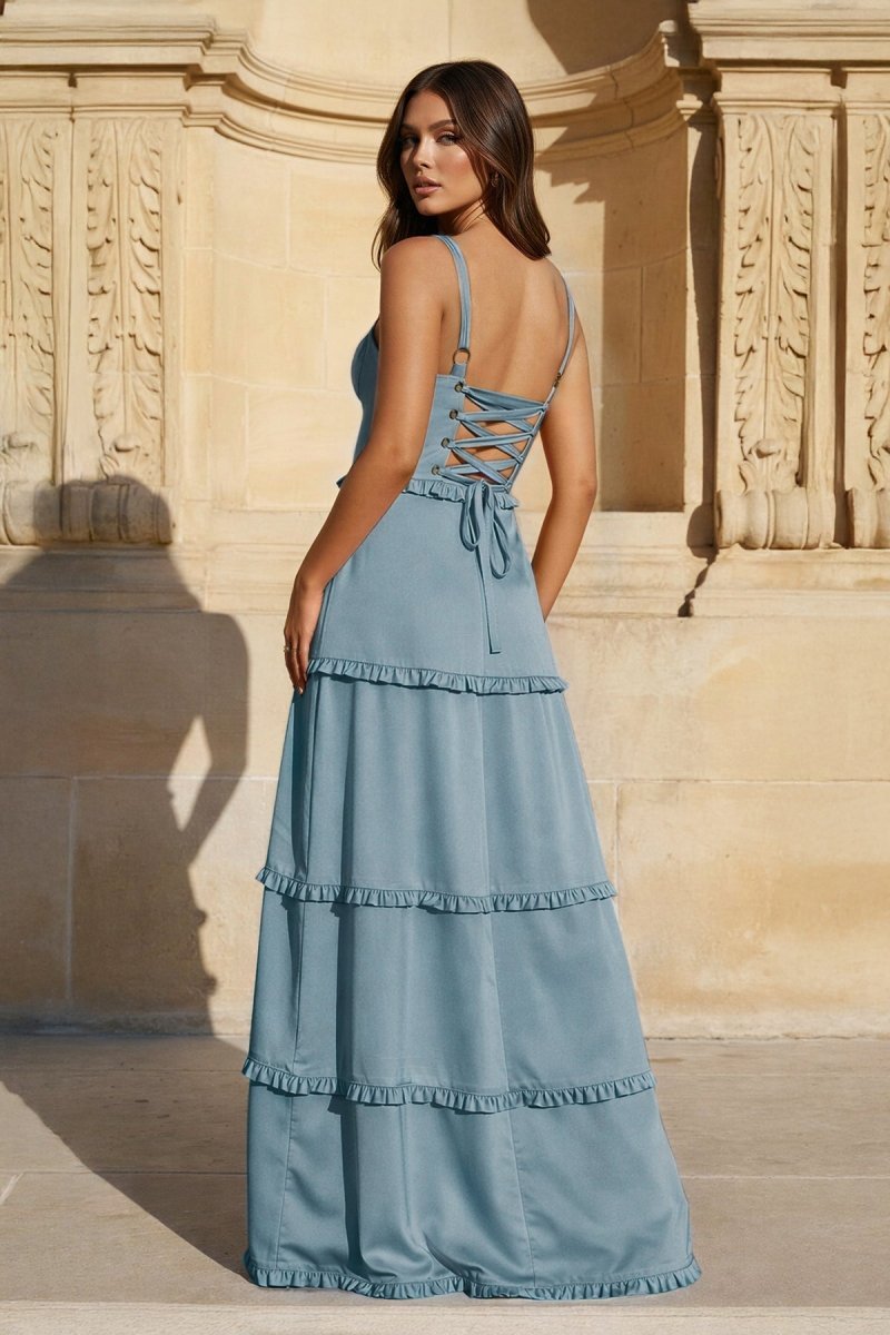 A-Line Hot Pink Ruffles Slit Prom Dress with Lace-up Back - Curvevia