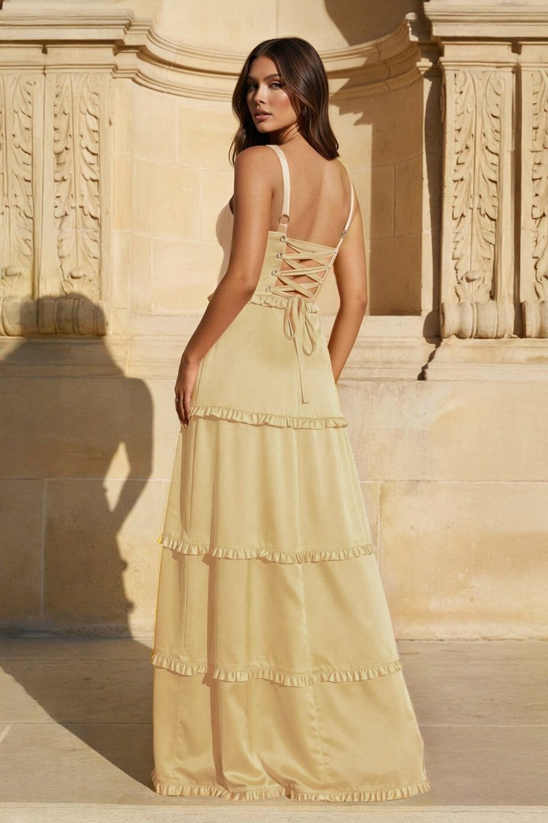 A-Line Hot Pink Ruffles Slit Prom Dress with Lace-up Back - Curvevia