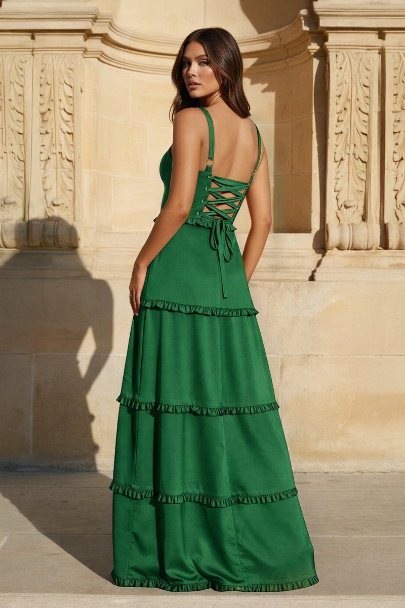 A-Line Hot Pink Ruffles Slit Prom Dress with Lace-up Back - Curvevia