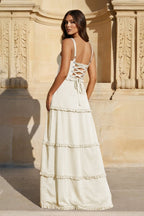A-Line Hot Pink Ruffles Slit Prom Dress with Lace-up Back - Curvevia