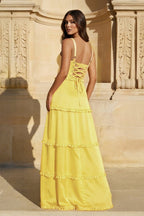 A-Line Hot Pink Ruffles Slit Prom Dress with Lace-up Back - Curvevia