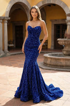 Mermaid Sweetheart Neck Sequins Evening Dress - Curvevia