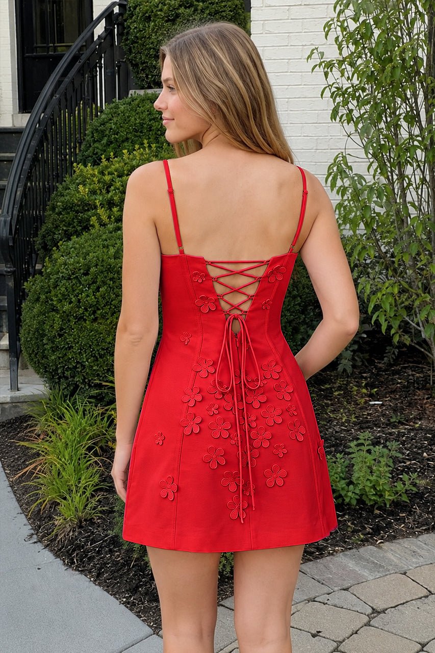 Pink A-Line Appliqued Spaghetti Straps Short Homecoming Dress - Curvevia