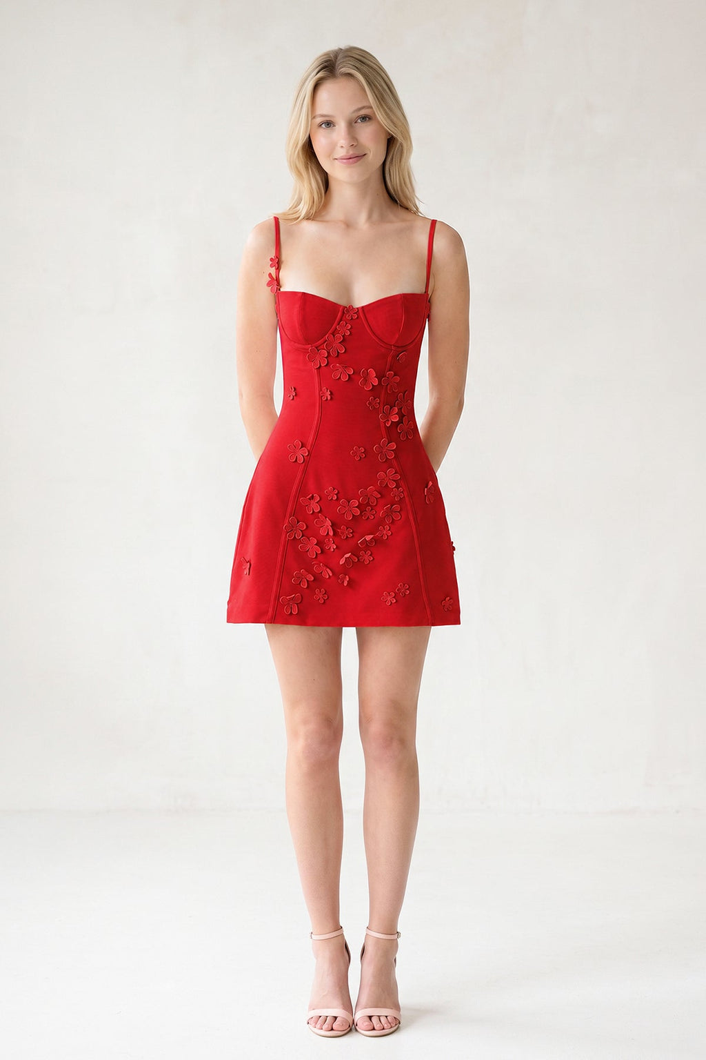 Pink A-Line Appliqued Spaghetti Straps Short Homecoming Dress - Curvevia