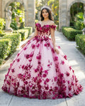 Red Lace Quinceanera Dress Off Shoulder Corset Vestidos Pearls Flowers - Curvevia