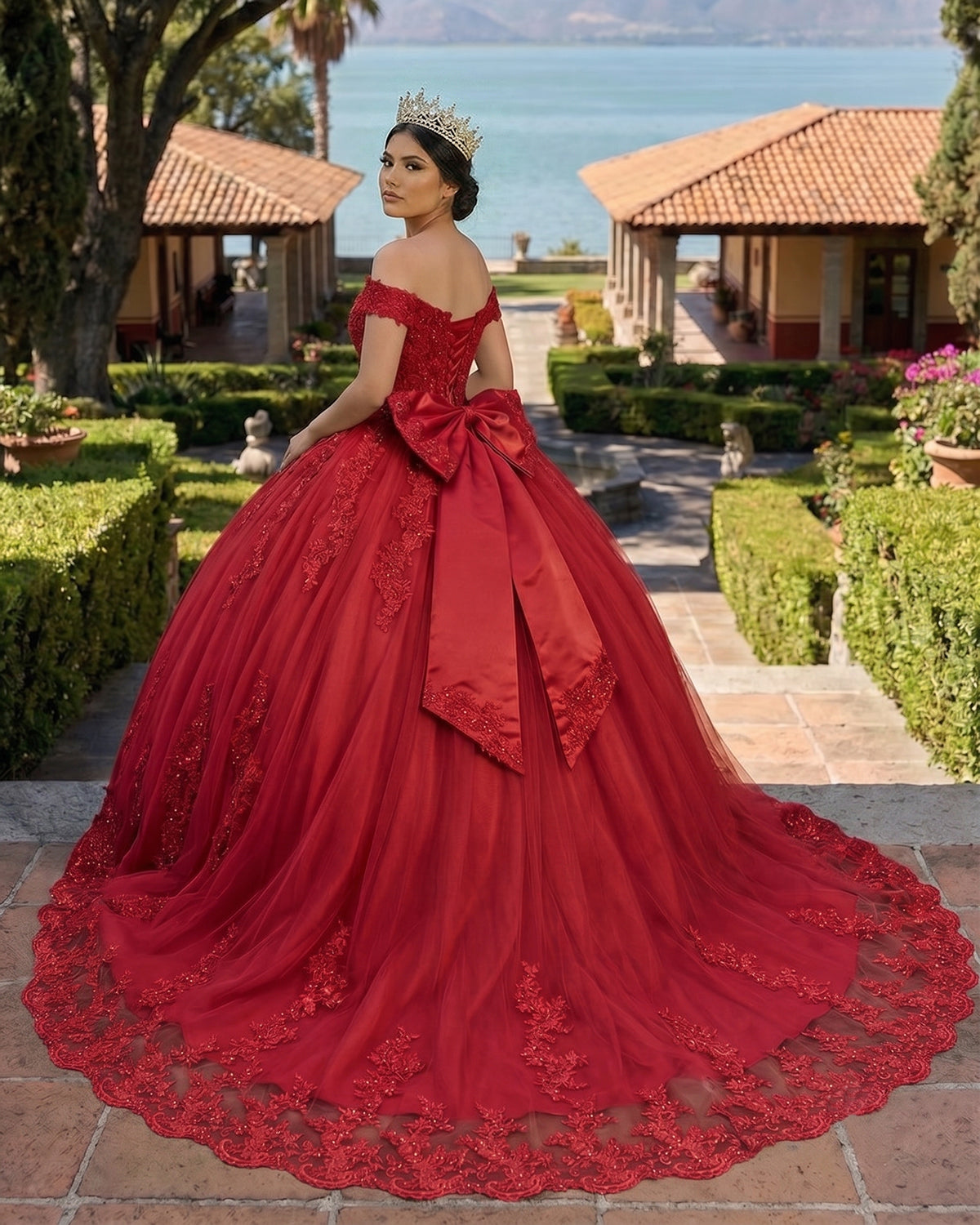 Lace Tulle Sage Applique Off Shoulder Quinceanera Dresses - Curvevia