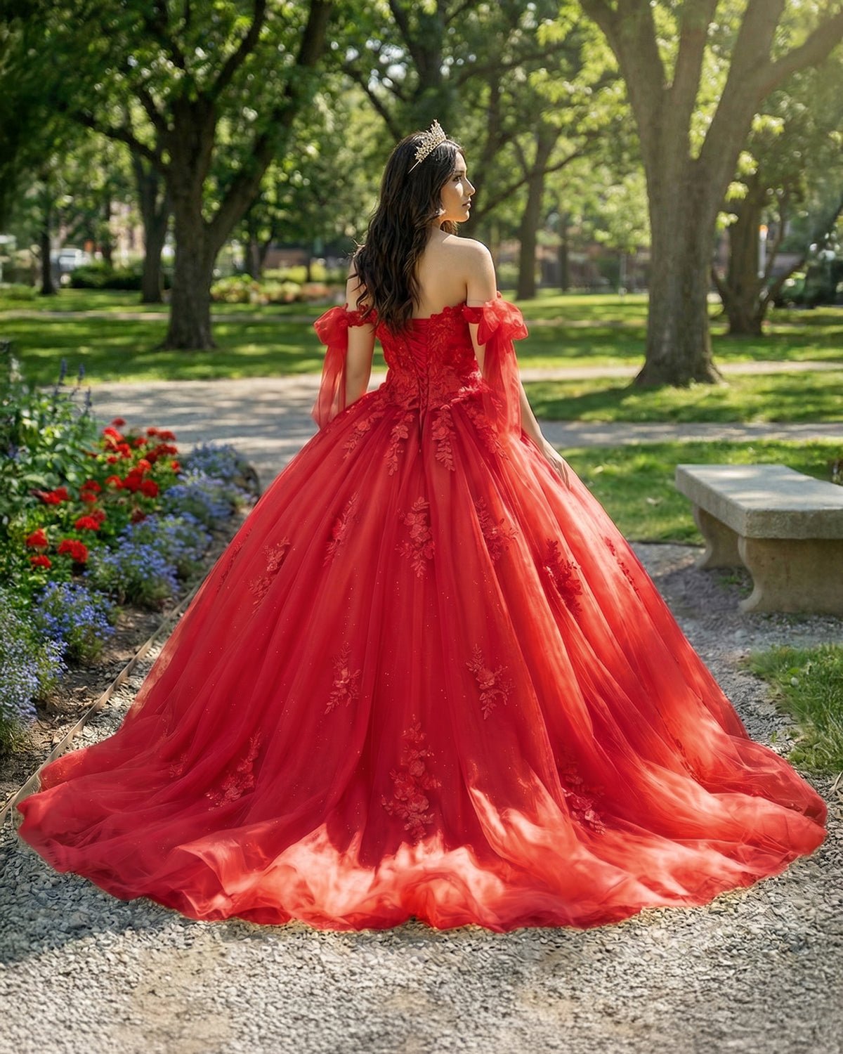 Gold Off Shoulder Tulle Quinceanera Dresses With Lace Appliques - Curvevia