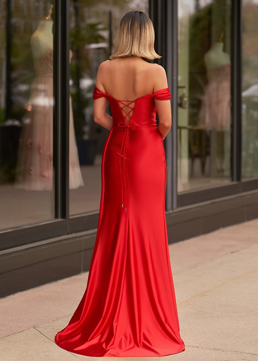 Mermaid Satin Long Prom Dress with Slit - Curvevia
