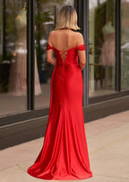 Mermaid Satin Long Prom Dress with Slit - Curvevia