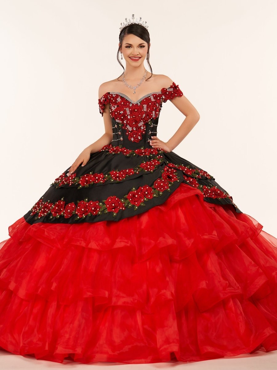 Red Off the Shoulder Quinceanera Dresses with Appliques - Curvevia