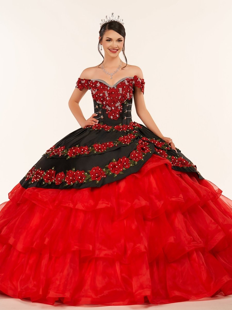 Red Off the Shoulder Quinceanera Dresses with Appliques - Curvevia