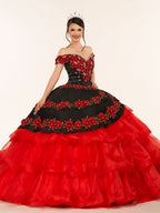 Red Off the Shoulder Quinceanera Dresses with Appliques - Curvevia