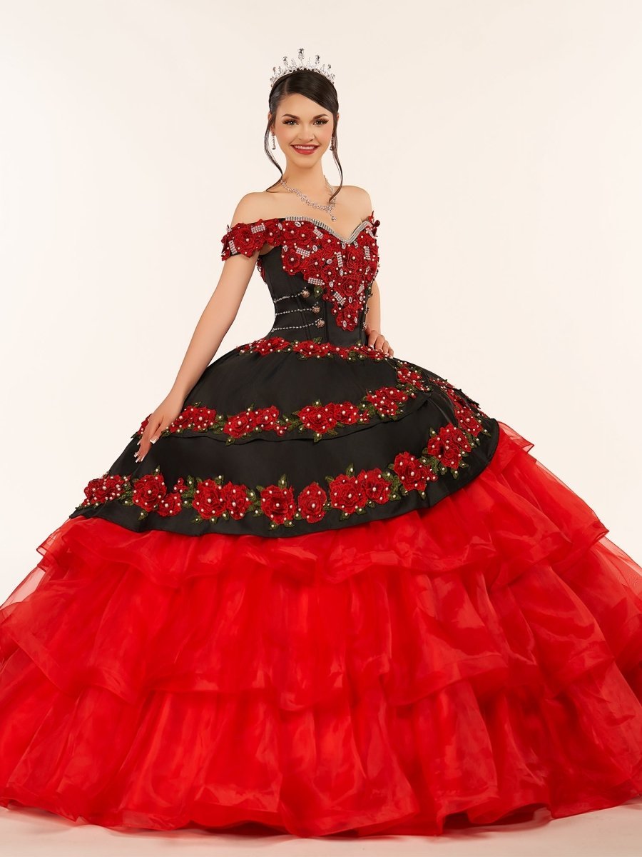Red Off the Shoulder Quinceanera Dresses with Appliques - Curvevia