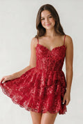 A- Line Sky Blue Sequins Multi-Layers Short Homecoming Dress - Curvevia