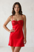 Sky Blue Spaghetti Straps Sheath Satin Homecoming Dress With Sequins - Curvevia
