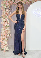 Mermaid Spaghetti Straps Appliques Evening Dress with Slit - Curvevia