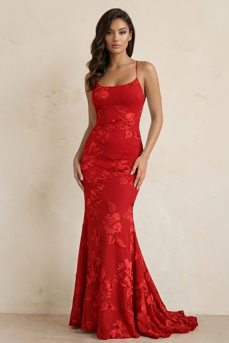 Sky Blue Spaghetti Straps Mermaid Tulle Long Prom Dresses With Appliques - Curvevia
