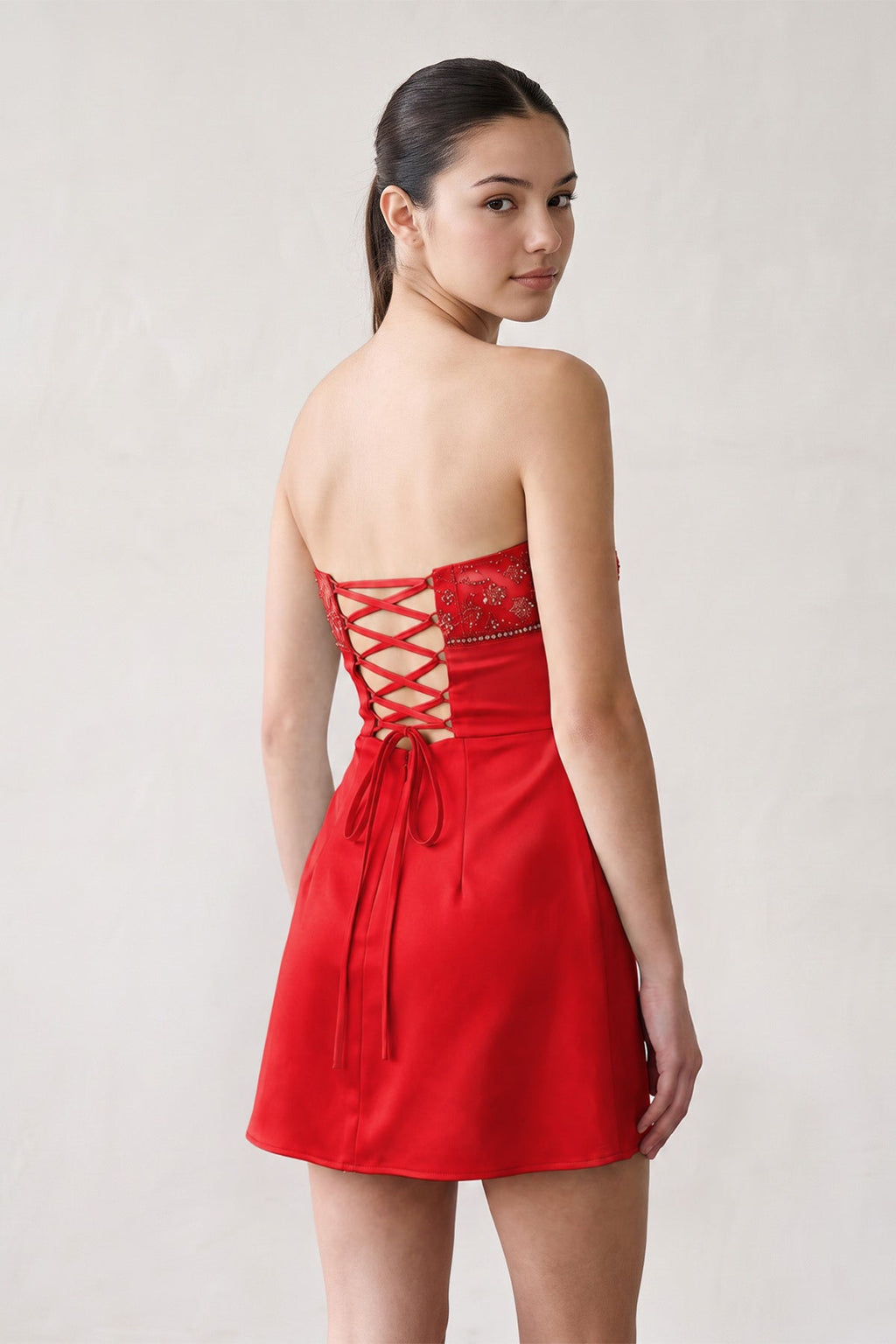 Aqua Strapless Appliqued Satin Sheath Homecoming Dress - Curvevia