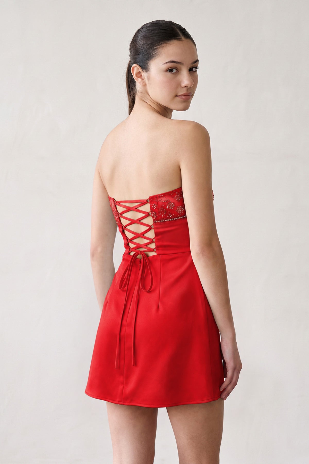 Aqua Strapless Appliqued Satin Sheath Homecoming Dress - Curvevia