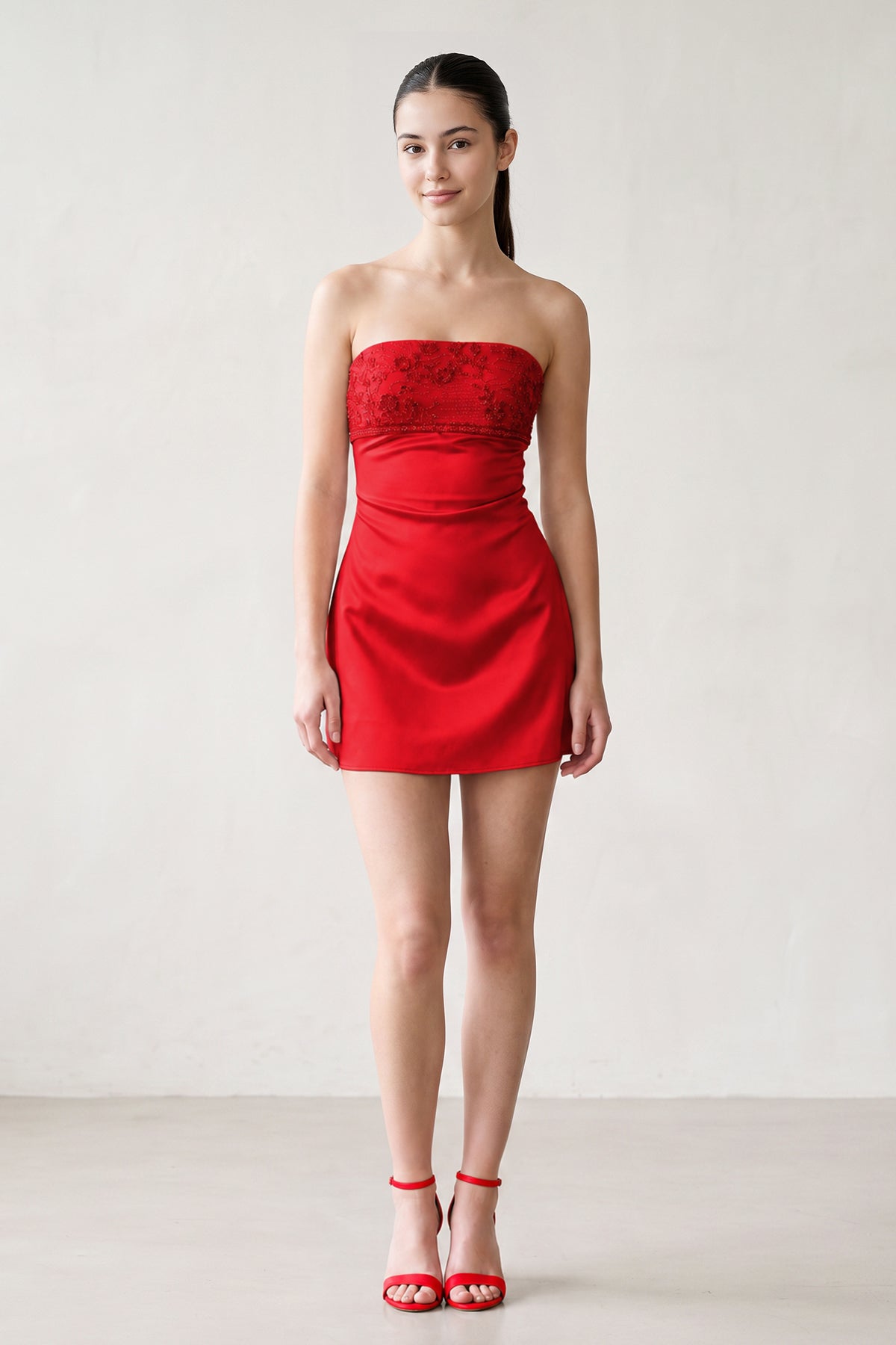 Aqua Strapless Appliqued Satin Sheath Homecoming Dress - Curvevia
