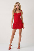 Yellow Sweetheart Lace Sheath Mini Homecoming Dress with Lace-Up Back - Curvevia