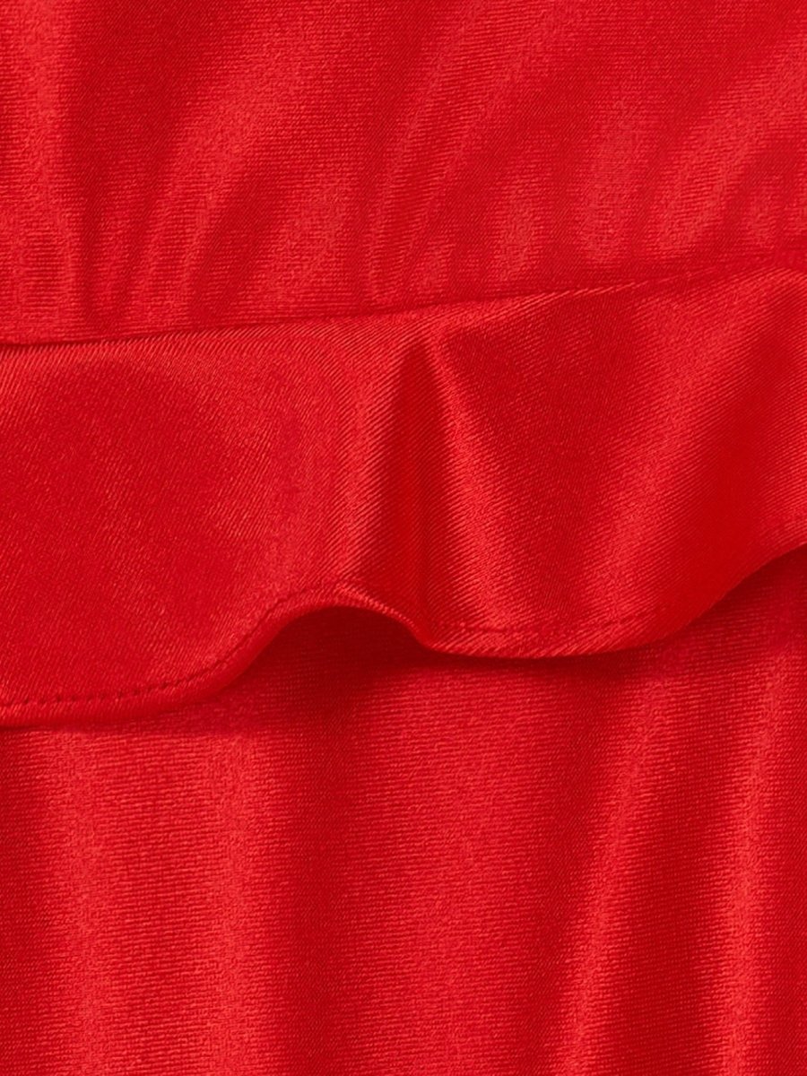 Red Sweetheart Satin Ruffles Short Homecoming Dresses - Curvevia