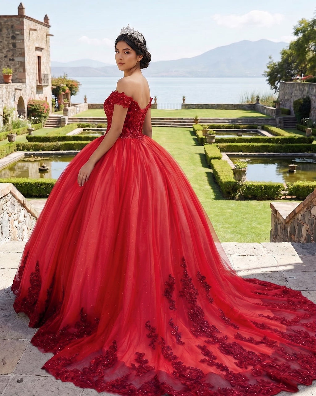 Royal Blue Tulle Off The Shoulder Quinceanera Dress - Curvevia